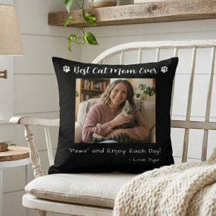 Best Cat Mum Paws Pet Photo Black Cushion