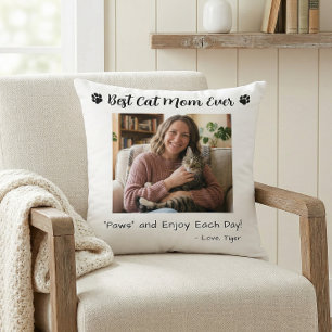 Best Cat Mum Paws Pet Photo White Cushion