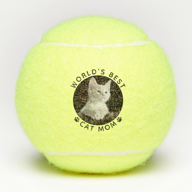 Best Cat Mum Personalised Photo Tennis Balls (Front)