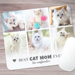 Best Cat Mum Pet Photo Mouse Mat<br><div class="desc">Personalised "Best Cat Mum Ever" 6 Photo Collage Mouse Pad. Celebrate her love and devotion to her feline friends with this custom mouse pad, designed to add a personal and practical touch to her workspace. Best Cat Mum Ever is elegantly displayed at the top in soft grey text, accented with...</div>