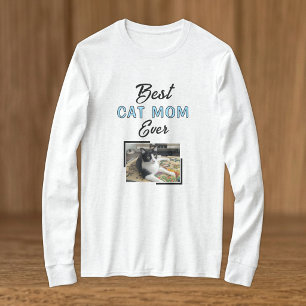Best Cat Mum photo black blue T-Shirt