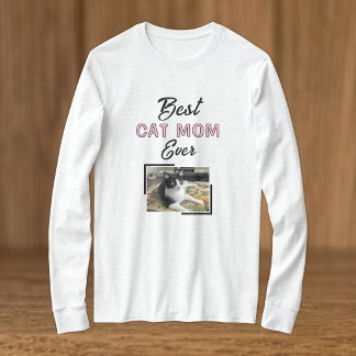 Best Cat Mum photo black pink T-Shirt