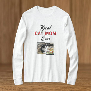 Best Cat Mum photo black red T-Shirt