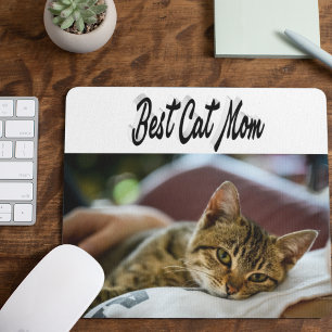 Best Cat Mum Photo Black text Mouse Mat