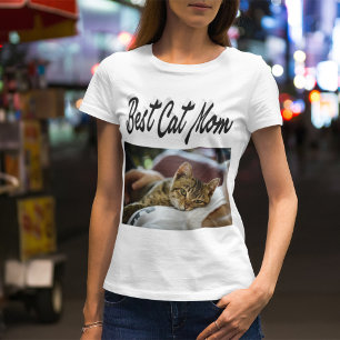 Best Cat Mum Photo Black text T-Shirt