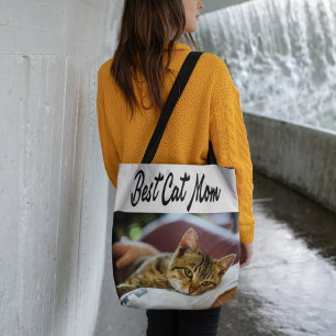 Best Cat Mum Photo Black  text   Tote Bag