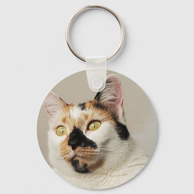 Best Cat Mum Photograph Key Ring (Front)