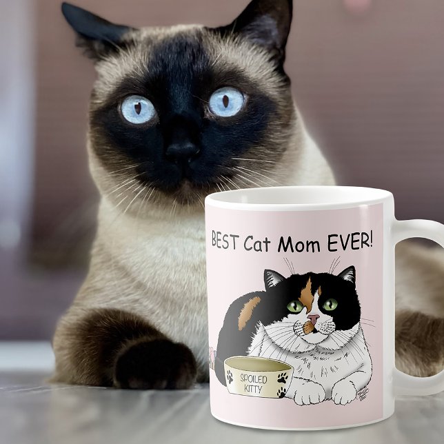 Best Cat Mum Spoiled Calico Mother’s Day Pink Coffee Mug (Creator Uploaded)