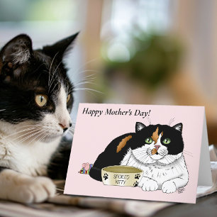 Best Cat Mum Spoiled Calico Mother’s Day Pink Holiday Card