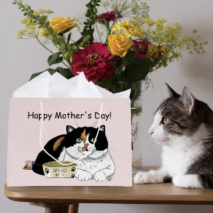 Best Cat Mum Spoiled Calico Mother’s Day Pink Large Gift Bag