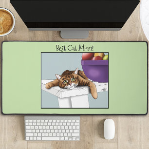 Best Cat Mum Sweet Tabby Cat Mother’s Day Green Desk Mat