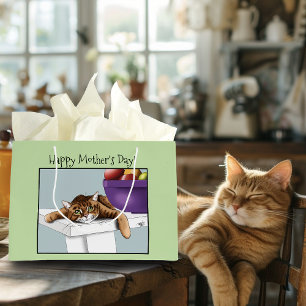 Best Cat Mum Sweet Tabby Cat Mother’s Day Green Large Gift Bag
