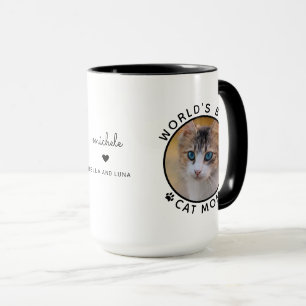 Best Cat Mum Two Photo Modern Typography Mug