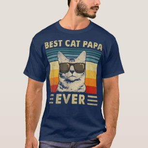 Best Cat Papa Ever Shirt Vintage Retro Cat Dad Fat