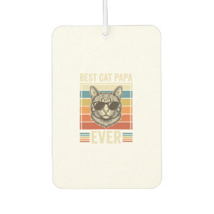 Best Cat Papa Ever Vintage Cat Shirt Design_1 Car Air Freshener