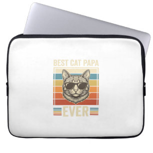Best Cat Papa Ever Vintage Cat Shirt Design_1 Laptop Sleeve