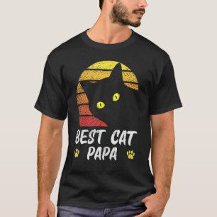 Best Cat Papa Vintage Eighties Cat Retro Distresse T-Shirt