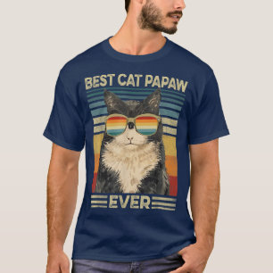 Best Cat Papaw Ever Retro Vintage Cat Dad Father D T-Shirt