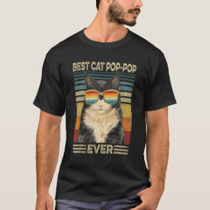Best Cat Pop Pop Ever Retro Vintage Cat Dad Father T-Shirt