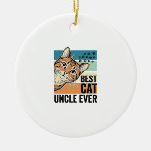 Best Cat Uncle Ever Vintage Cat Lover Design_1 Ceramic Tree Decoration