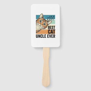 Best Cat Uncle Ever Vintage Cat Lover Design_1 Hand Fan