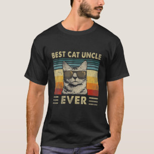 Best Cat Uncle Ever Vintage Retro Cat Dad Father D T-Shirt