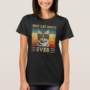 Best Cat Uncle Ever  Vintage Retro Cat Dad Father  T-Shirt