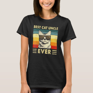 Best Cat Uncle Ever  Vintage Retro Cat Dad Father  T-Shirt