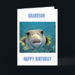 BEST CATCH OF THE DAY **GRANDSON'S BIRTHDAY** CARD<br><div class="desc">THIS PUFFER FISH IS SO READY TO TELL **YOUR GRANDSON** HE IS LOVED ON HIS *BIRTHDAY* AND THAY YOU HOPE HE CAN ENJOY AND RELAX ON HIS SPECIAL DAY!</div>