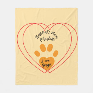 Best Cat's Mom Hearts and Names Fleece Blanket