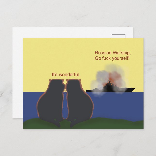 Best cats watch a Russian warship sink Postcard (Front/Back)