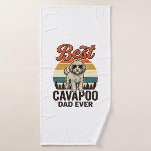 Best Cavapoo Dad Ever Vintage Dog Shirt Design_1 Bath Towel