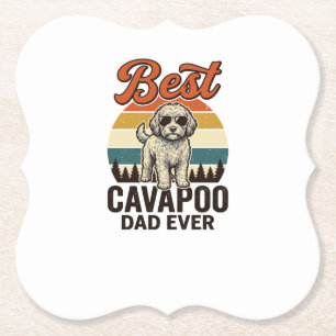 Best Cavapoo Dad Ever Vintage Dog Shirt Design_1 Paper Coaster