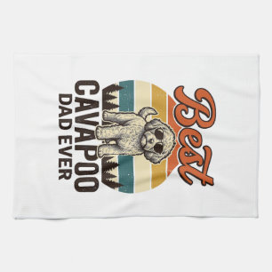 Best Cavapoo Dad Ever Vintage Dog Shirt Design_1 Tea Towel
