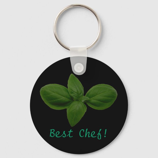 Best Chef! Basil Leaf Keychain (Front)