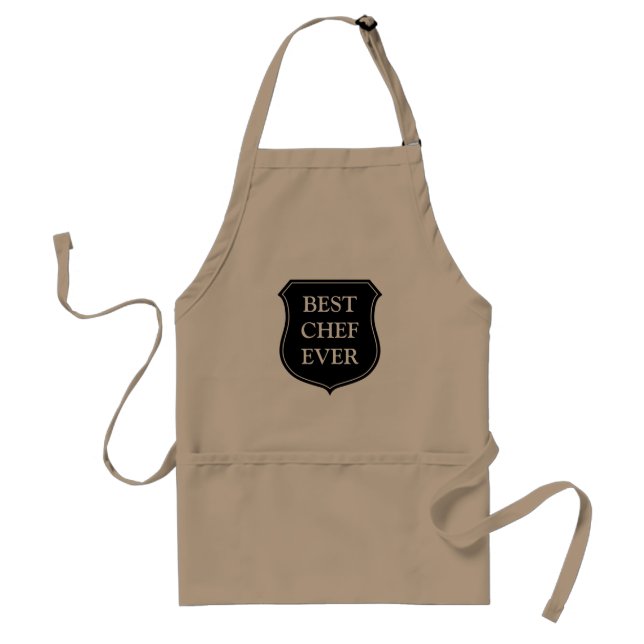 Best chef ever BBQ apron for men | Beige (Front)