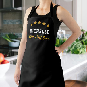 Best Chef Ever Custom Text Name Gold Stars Apron