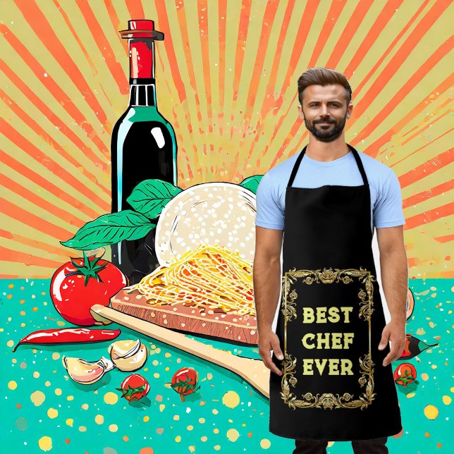 Best Chef Ever Fathers Day Modern Gold Calligraphy Apron (Best Chef Ever Fathers Day Modern Gold Calligraphy Apron)