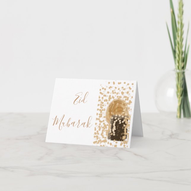 best chic golden elegant happy eid Mubarak Card (Front)