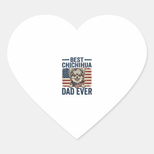 Best Chihuahua Dad Ever Patriotic Dog Shirt Design Heart Sticker