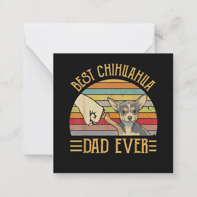 Best Chihuahua Dad Ever Retro Vintage Sunset Card (Front)