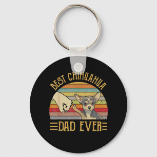 Best Chihuahua Dad Ever Retro Vintage Sunset Key Ring
