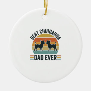 Best Chihuahua Dad Ever Vintage Dog Lover Shirt_1 Ceramic Tree Decoration
