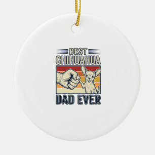 Best Chihuahua Dad Ever Vintage Dog Shirt Design_1 Ceramic Tree Decoration
