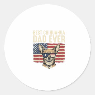 Best Chihuahua Dad Ever Vintage Patriotic Dog Desi Classic Round Sticker