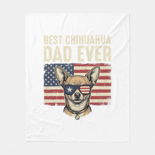 Best Chihuahua Dad Ever Vintage Patriotic Dog Desi Fleece Blanket