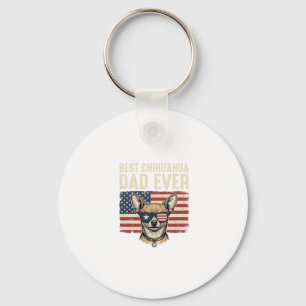 Best Chihuahua Dad Ever Vintage Patriotic Dog Desi Key Ring