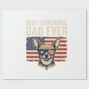 Best Chihuahua Dad Ever Vintage Patriotic Dog Desi Wrapping Paper