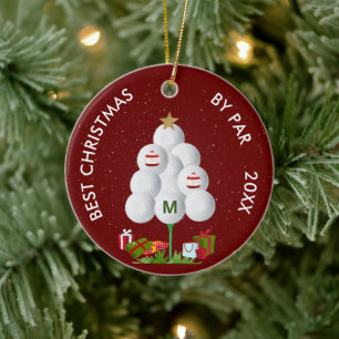 Best Christmas by Par Golf Ball Tree Initial Year Ceramic Tree Decoration