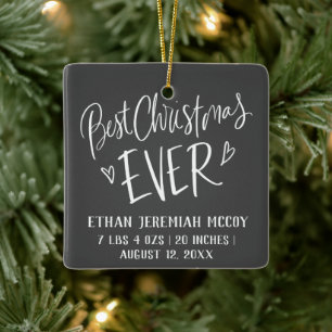Best Christmas Ever Baby Birth Stats Photo Ceramic Ornament